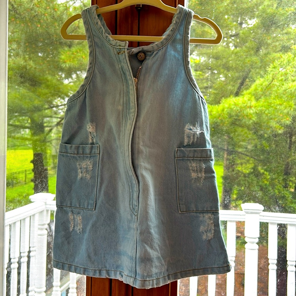 Toddler distressed denim dress
